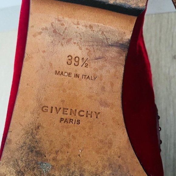 Givenchy Authentic Women's Burgundy Velvet Mules Size 39.5 Flat Slip On Shoes - Picture 8 of 10